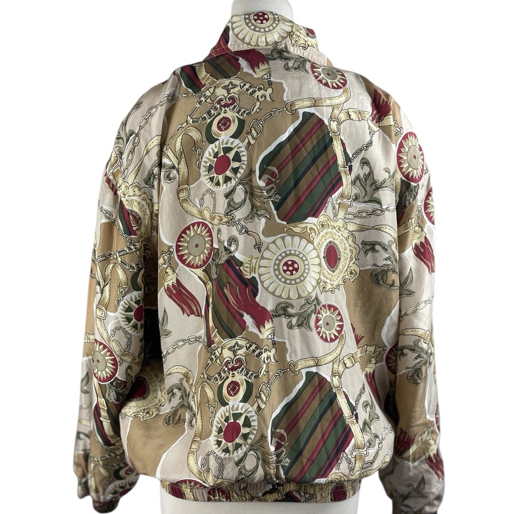 Fuda Vintage Elegant Women's Silk Patterned Bomber Jacket, Size M - Picture 2 of 8